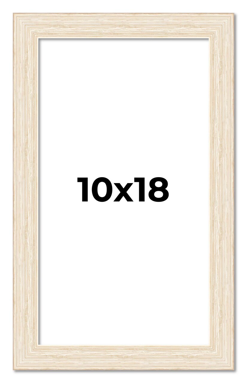 10x18 Wide Barnwood Picture Frame with UV-Resistant Acrylic & Acid Free Backing, Available in 6 Paint Finishes - Grey, Brown, White, and Black